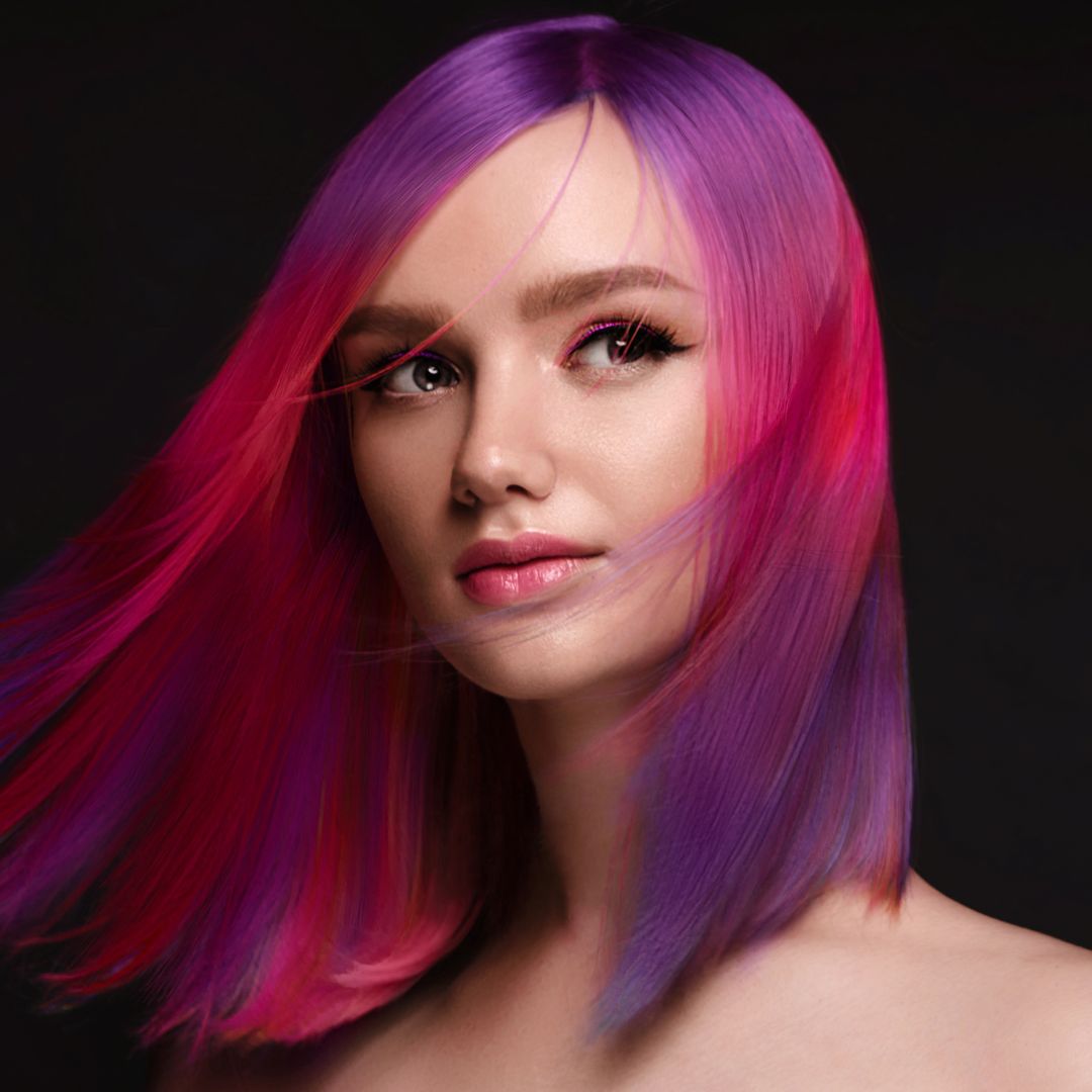 Pink and violet ombre hair